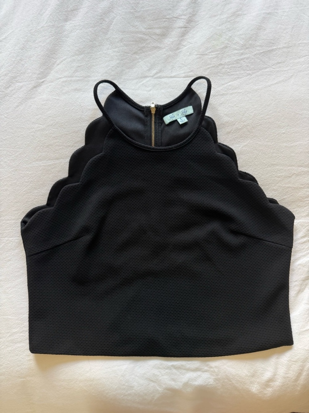 Scalloped Halter Crop Camisole